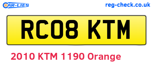 RC08KTM are the vehicle registration plates.