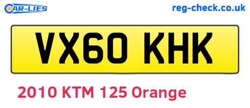 VX60KHK are the vehicle registration plates.