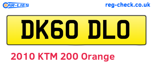 DK60DLO are the vehicle registration plates.