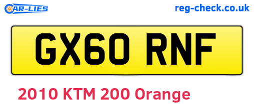 GX60RNF are the vehicle registration plates.