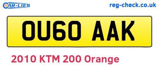 OU60AAK are the vehicle registration plates.