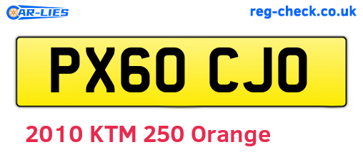 PX60CJO are the vehicle registration plates.
