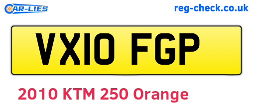 VX10FGP are the vehicle registration plates.