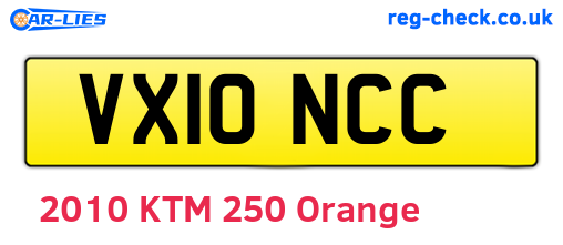 VX10NCC are the vehicle registration plates.