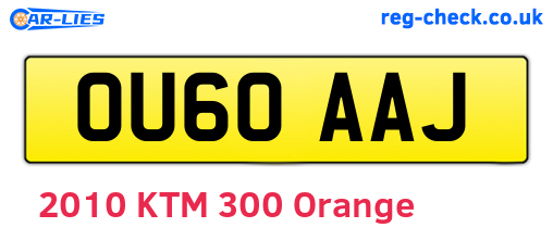 OU60AAJ are the vehicle registration plates.