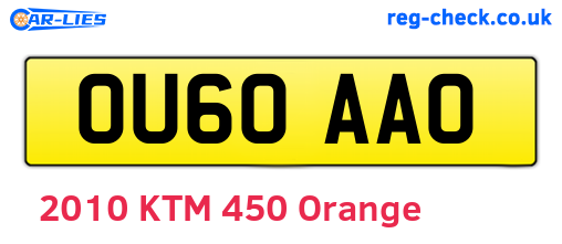 OU60AAO are the vehicle registration plates.
