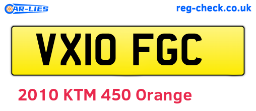 VX10FGC are the vehicle registration plates.
