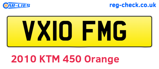 VX10FMG are the vehicle registration plates.