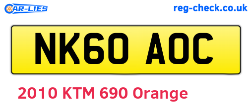NK60AOC are the vehicle registration plates.