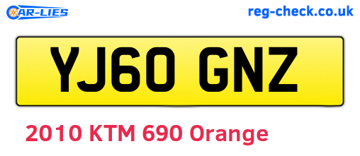 YJ60GNZ are the vehicle registration plates.