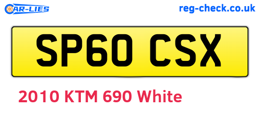 SP60CSX are the vehicle registration plates.