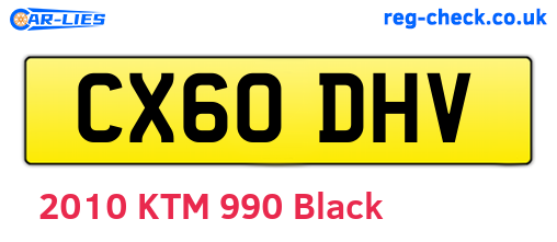 CX60DHV are the vehicle registration plates.