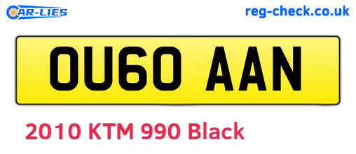 OU60AAN are the vehicle registration plates.