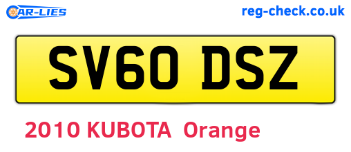 SV60DSZ are the vehicle registration plates.