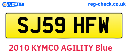 SJ59HFW are the vehicle registration plates.
