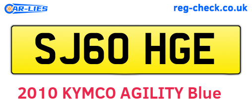 SJ60HGE are the vehicle registration plates.