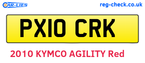 PX10CRK are the vehicle registration plates.