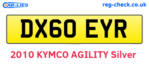 DX60EYR are the vehicle registration plates.