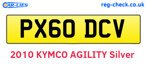 PX60DCV are the vehicle registration plates.