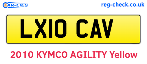 LX10CAV are the vehicle registration plates.
