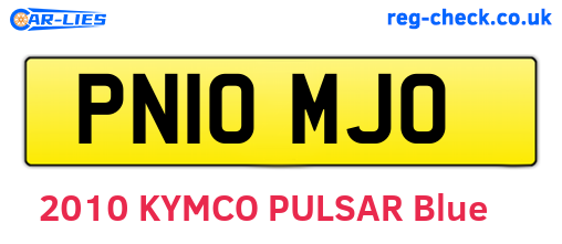 PN10MJO are the vehicle registration plates.