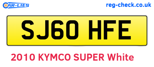 SJ60HFE are the vehicle registration plates.