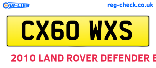 CX60WXS are the vehicle registration plates.