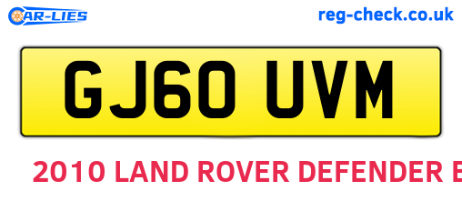 GJ60UVM are the vehicle registration plates.