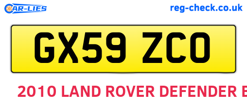 GX59ZCO are the vehicle registration plates.
