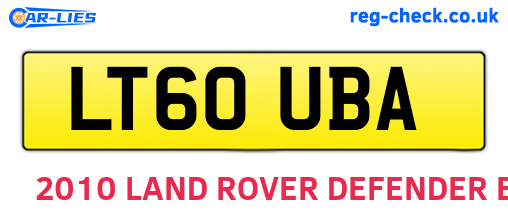 LT60UBA are the vehicle registration plates.