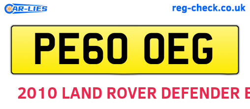 PE60OEG are the vehicle registration plates.