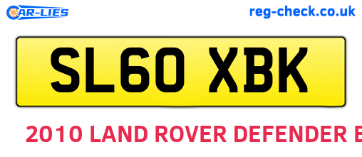 SL60XBK are the vehicle registration plates.