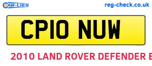 CP10NUW are the vehicle registration plates.