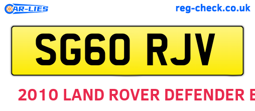 SG60RJV are the vehicle registration plates.