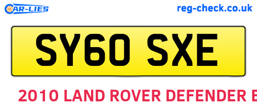 SY60SXE are the vehicle registration plates.