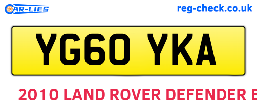 YG60YKA are the vehicle registration plates.
