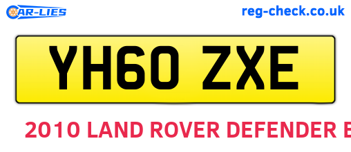 YH60ZXE are the vehicle registration plates.