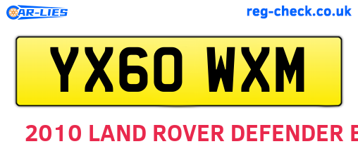 YX60WXM are the vehicle registration plates.