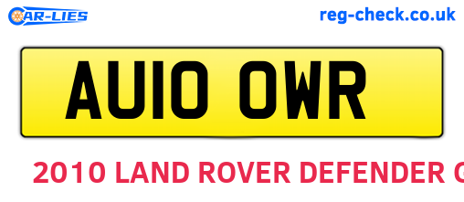 AU10OWR are the vehicle registration plates.