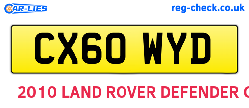 CX60WYD are the vehicle registration plates.