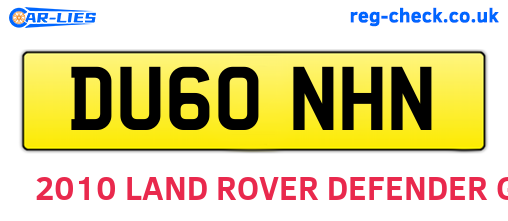 DU60NHN are the vehicle registration plates.