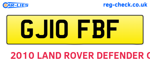 GJ10FBF are the vehicle registration plates.