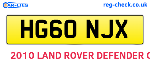 HG60NJX are the vehicle registration plates.