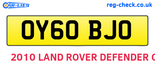 OY60BJO are the vehicle registration plates.