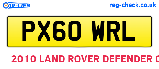 PX60WRL are the vehicle registration plates.
