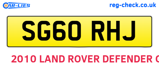 SG60RHJ are the vehicle registration plates.