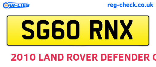 SG60RNX are the vehicle registration plates.