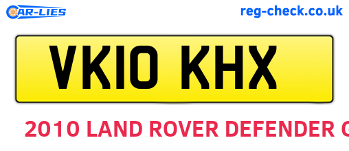 VK10KHX are the vehicle registration plates.