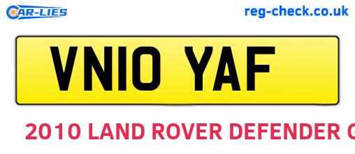 VN10YAF are the vehicle registration plates.
