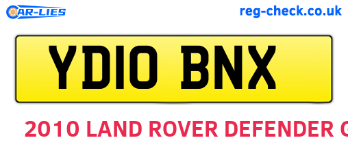 YD10BNX are the vehicle registration plates.